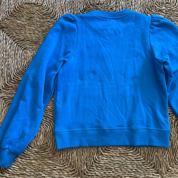 GANNI puffed sleeve double love sweatshirt blue and white embroidered - Picture 2 of 7
